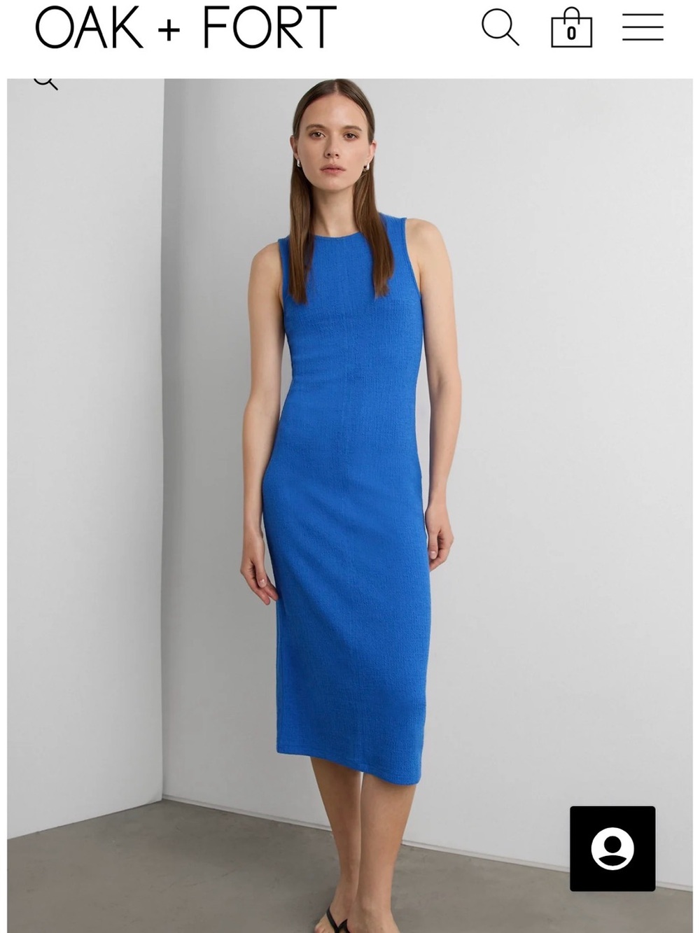 OAK + FORT Sleeveless Ribbed Midi Dress in Bright Blue